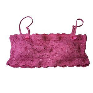 Sexy Pink Bralette Crop Top Lace Bandeau Adjustable Straps Removable Pads - NEW